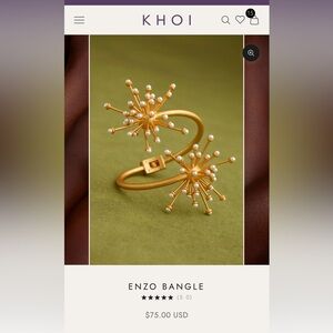 KHOI Gold Enzo Bangle with Pearl Accents